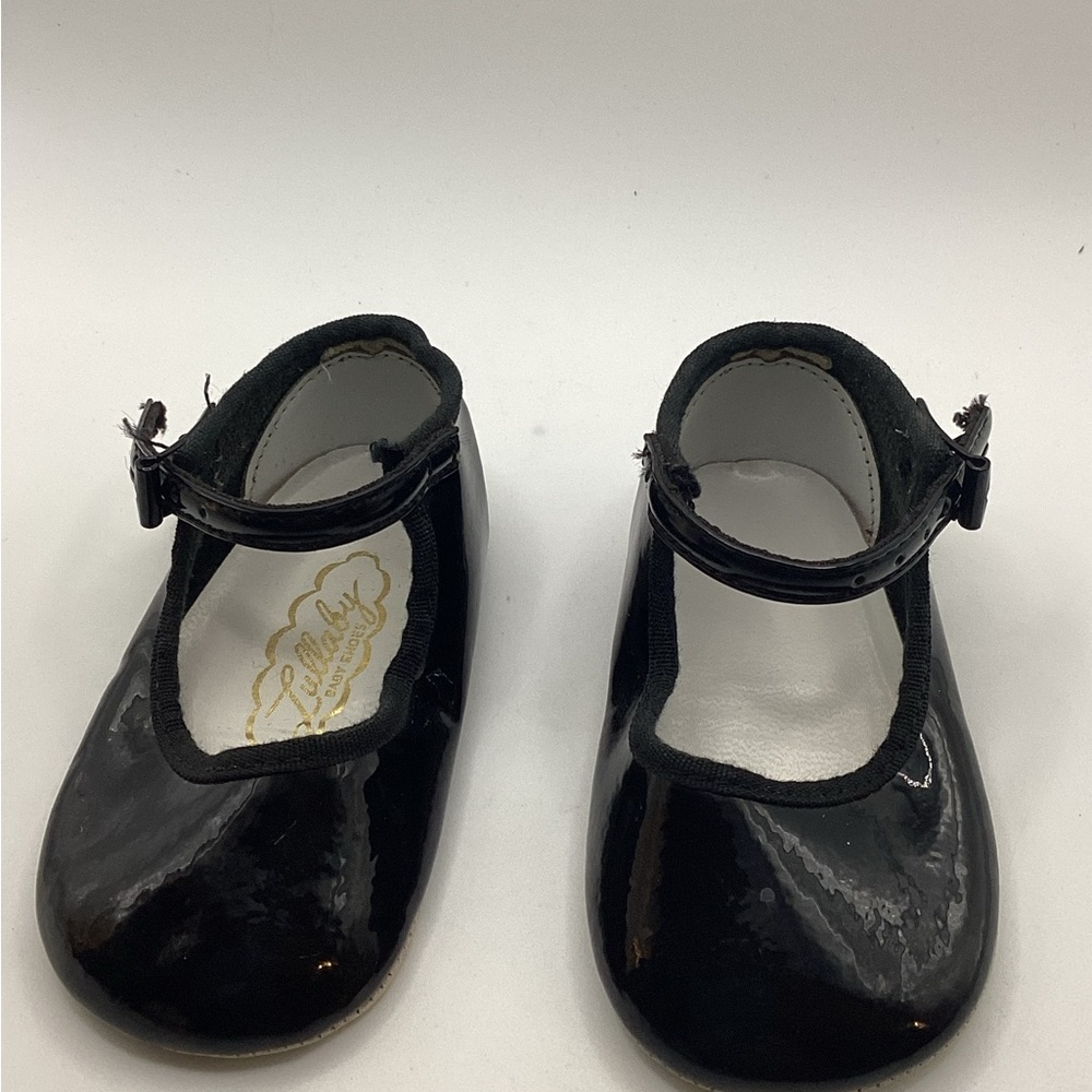 Vintage Lullaby Brand Classic Black Patent Leather Baby Shoes